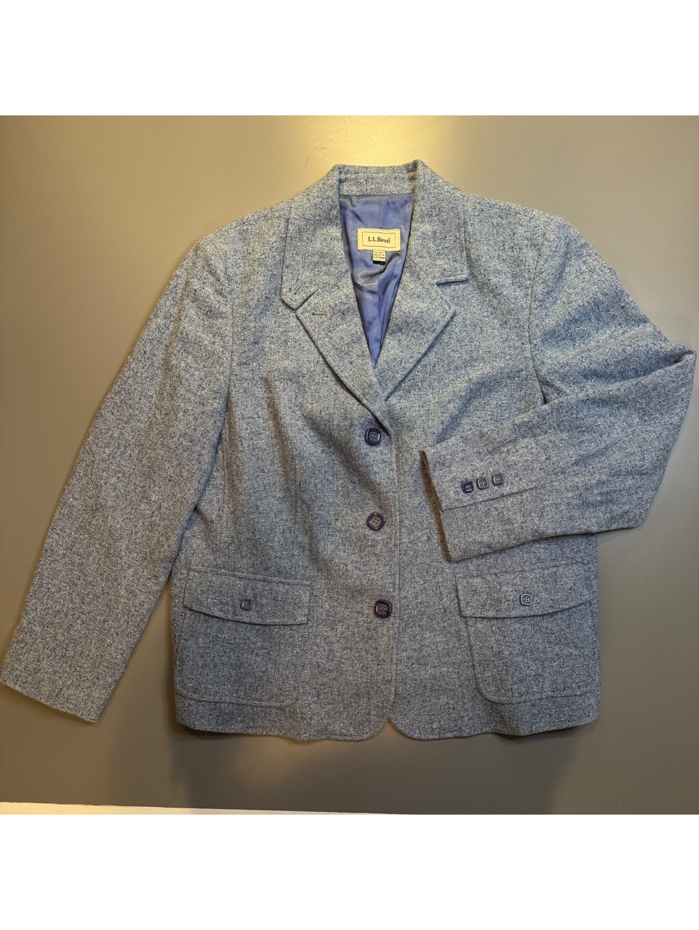 Vintage L.L.Bean Women's XL Wool Blend Blazer Light Blue